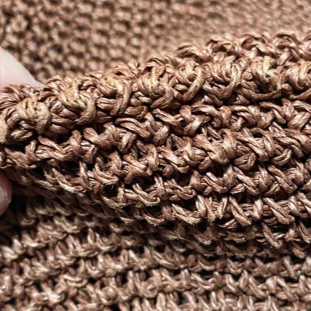 Jacqueline Ferrar vintage Brown paper straw Woven double handle Tote Bag